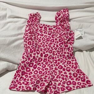 Harper Canyon 8 Fuchsia and White Kids Romper cheetah animal heart print nwt